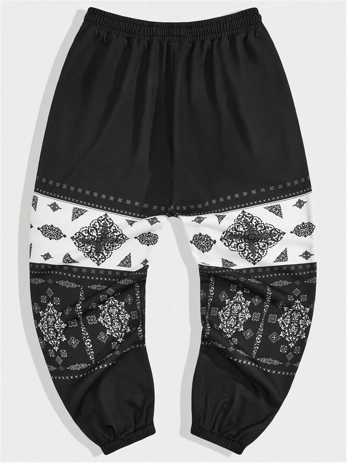 GORGLITTER Men's Baggy Stacked Sweatpants Y2K Wide Leg Flared Graphic Paisley Pants with Pocket