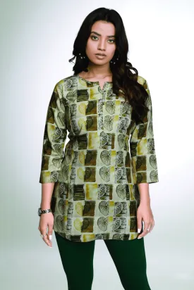 Green Digital Print Short Kurti