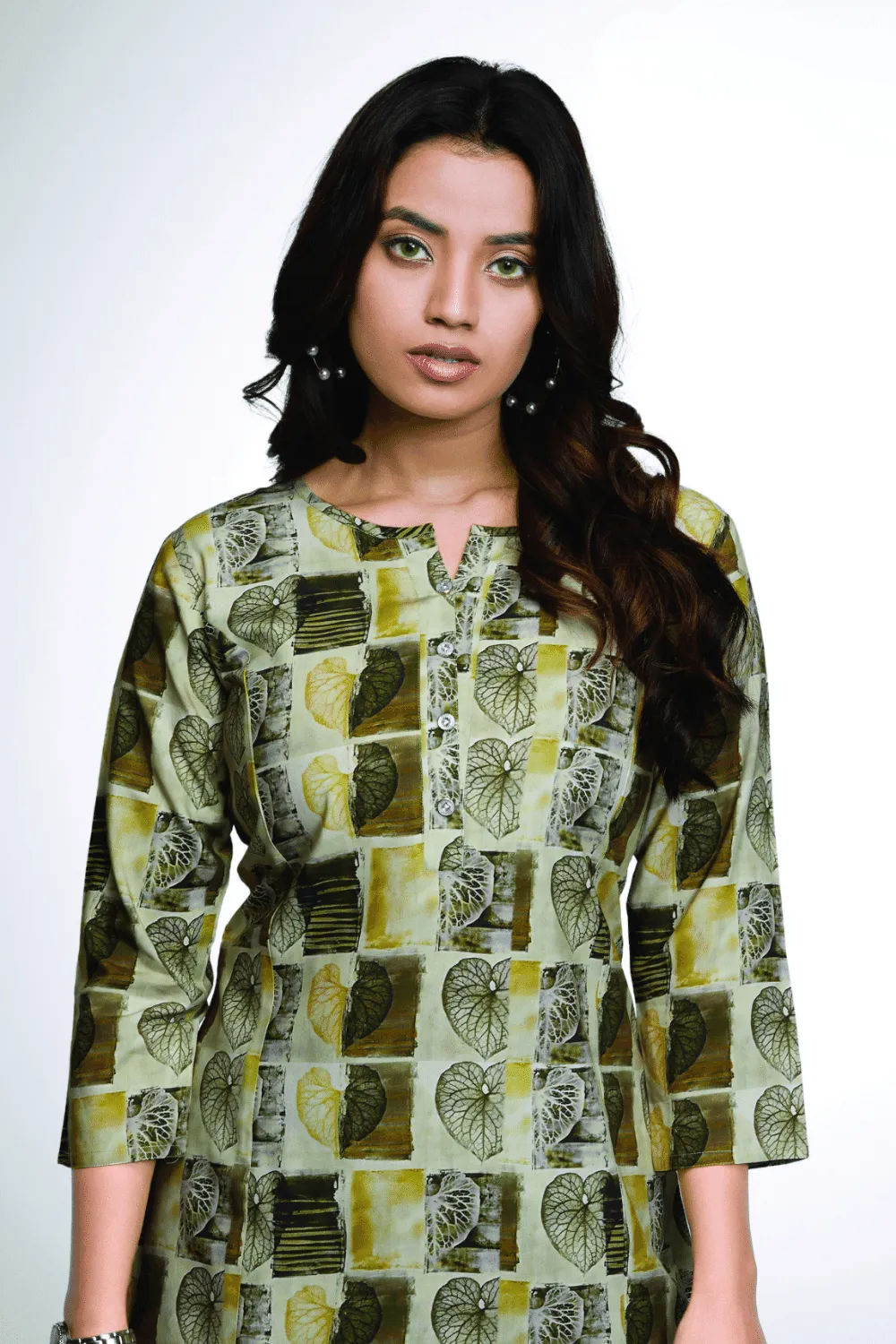 Green Digital Print Short Kurti