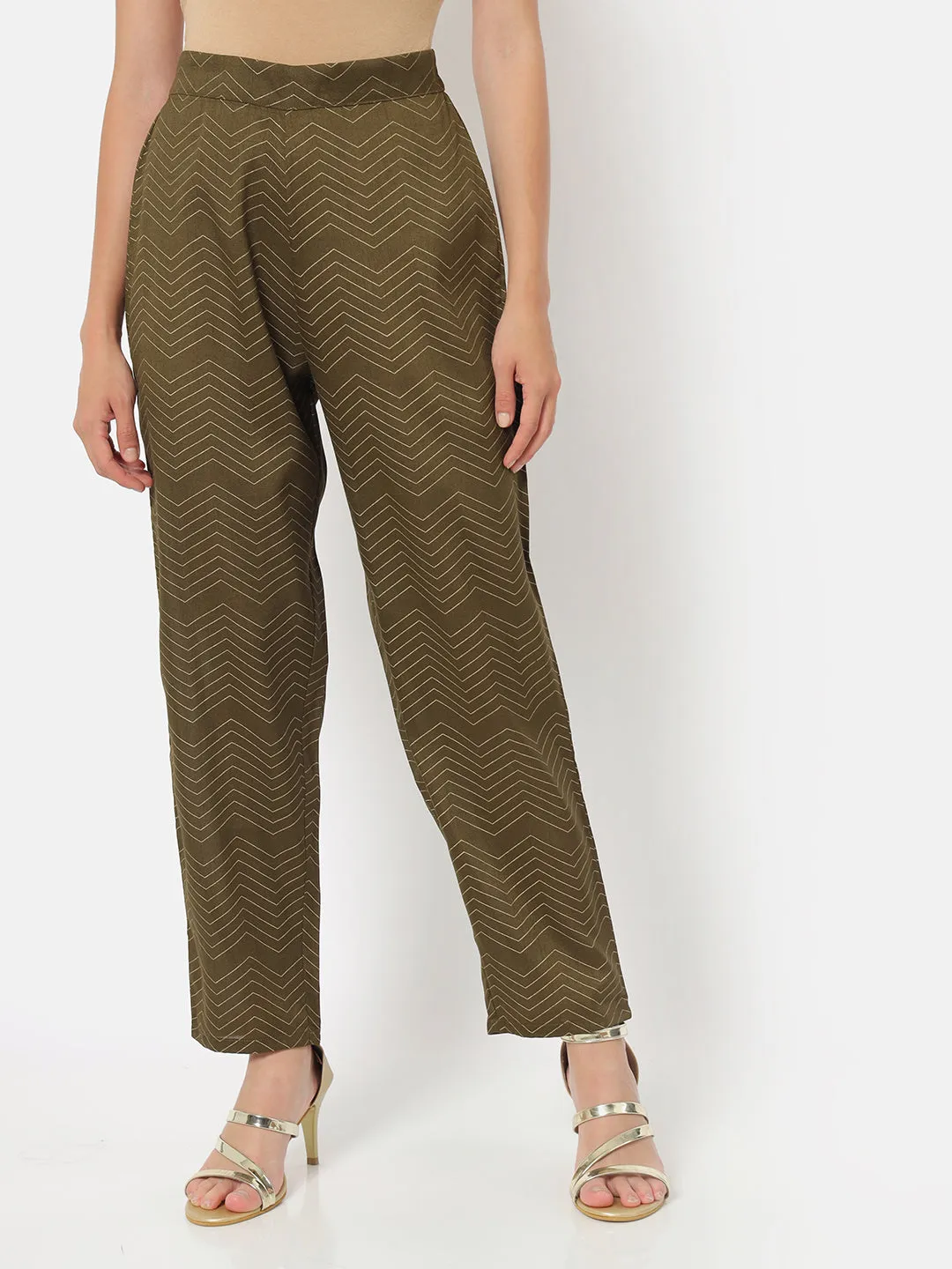 Gulzaar Olive Straight Fit Trouser