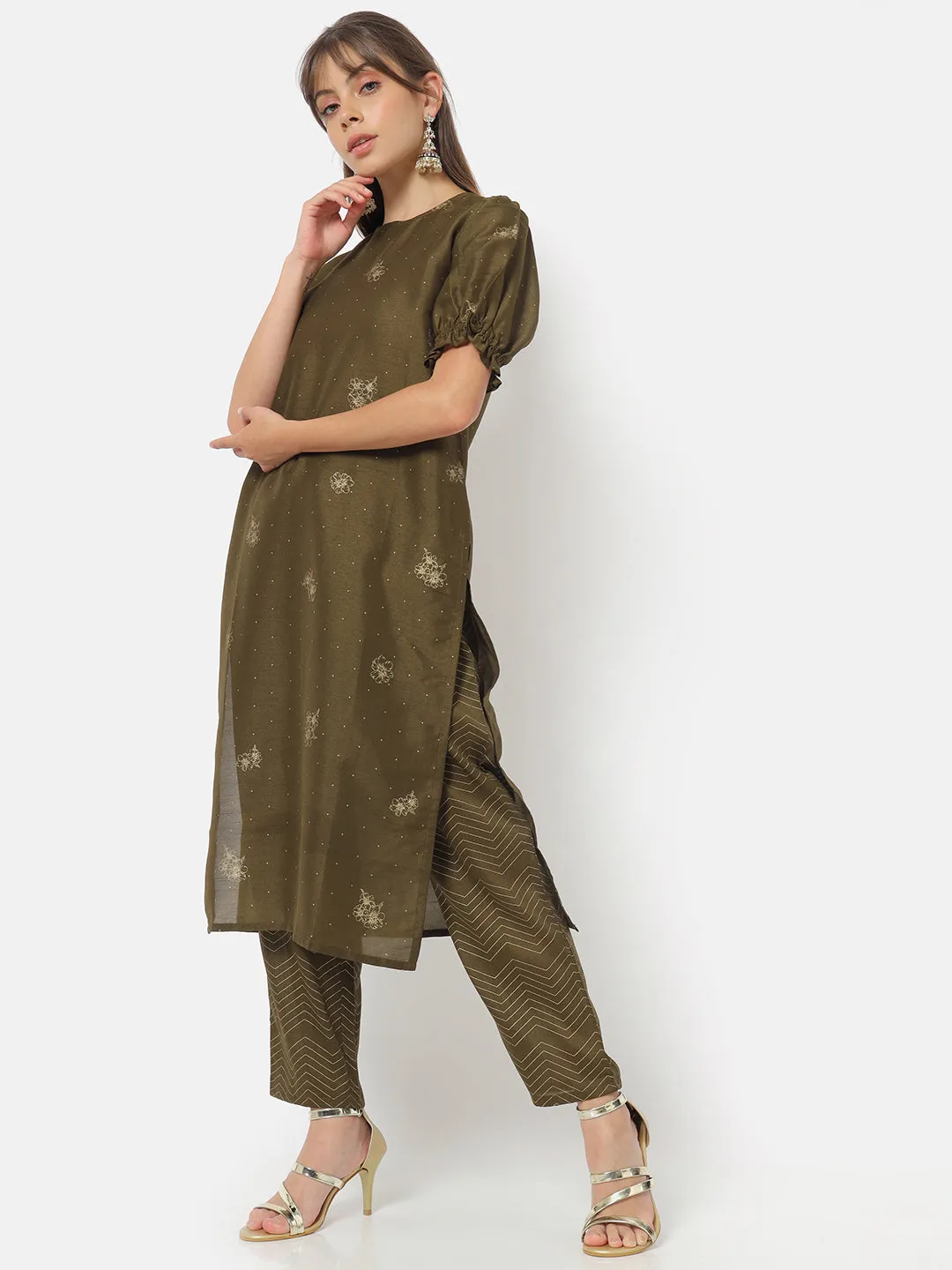 Gulzaar Olive Straight Fit Trouser
