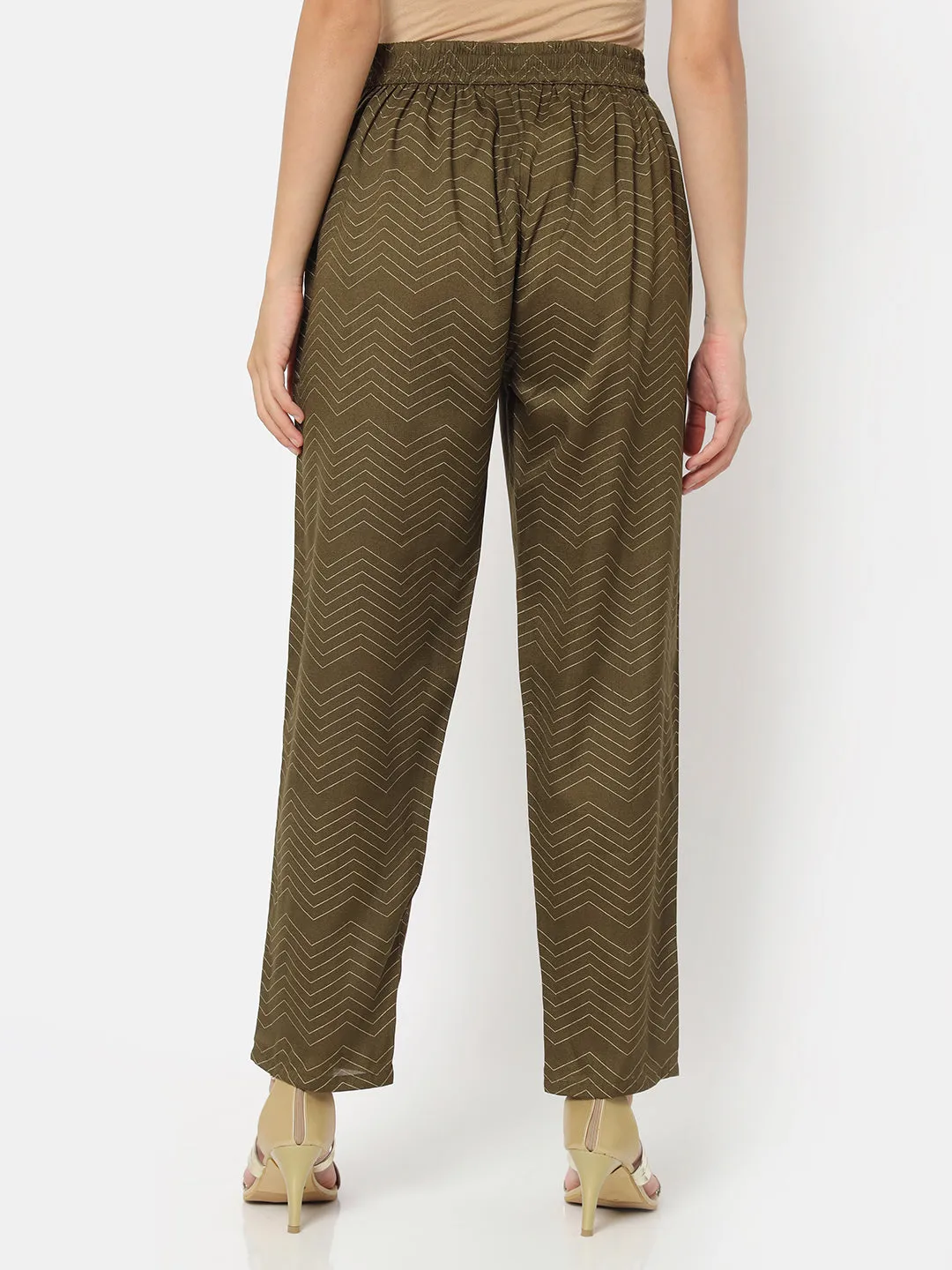 Gulzaar Olive Straight Fit Trouser