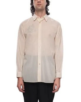 Hard Twist Finx Organdy Stripe Shirt Light Beige Stripe
