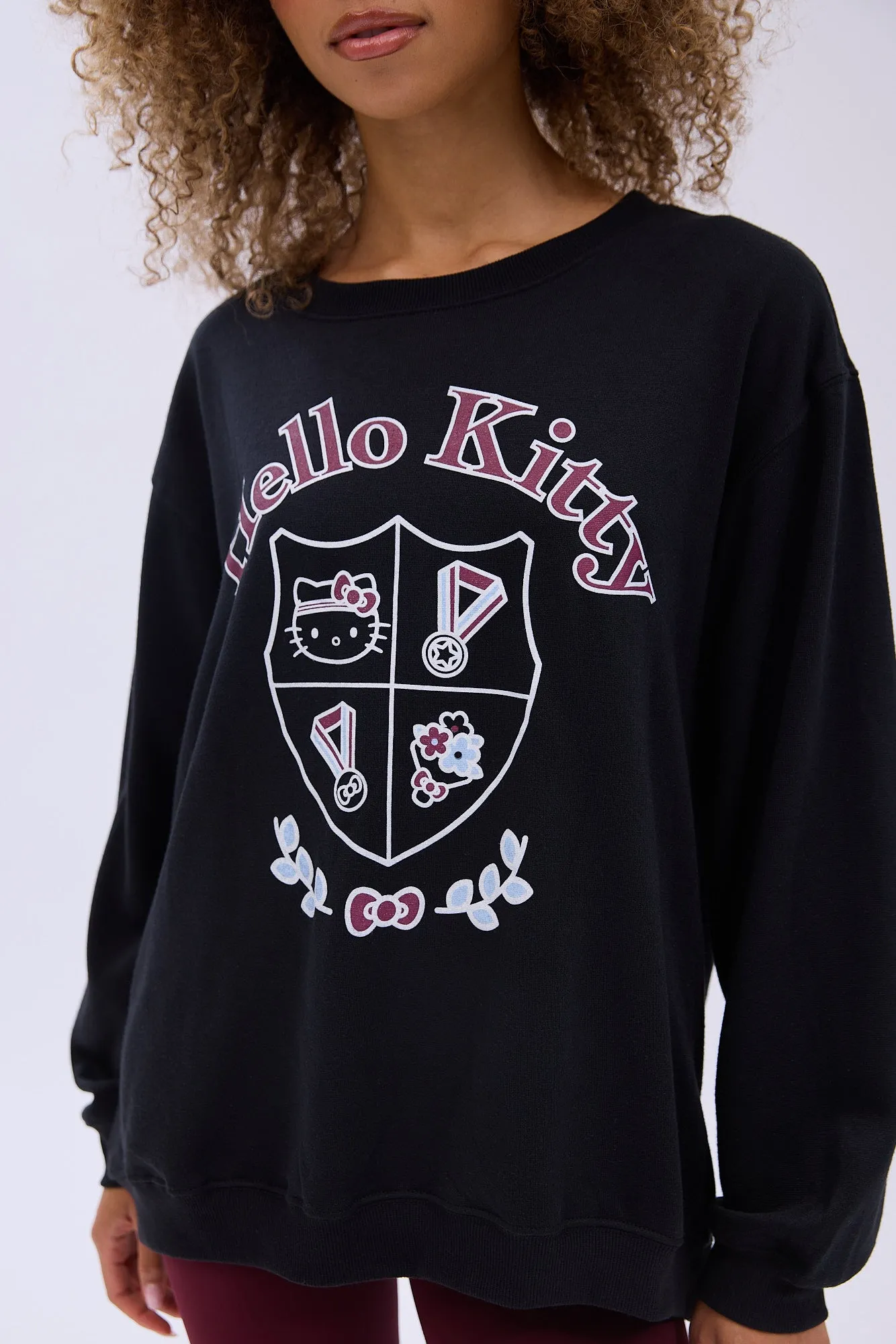 Hello Kitty Graphic Crew Neck Relaxed Sweatshirt