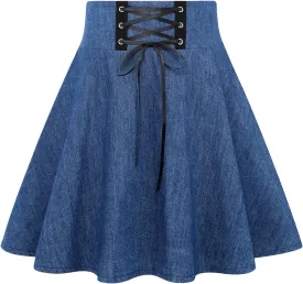 IDEALSANXUN Gothic Plaid Mini Skirts for Women Short High Waist Plaid Skirts