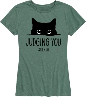Instant Message - Judging You Silently Cat - Women's Short Sleeve Graphic T-Shirt