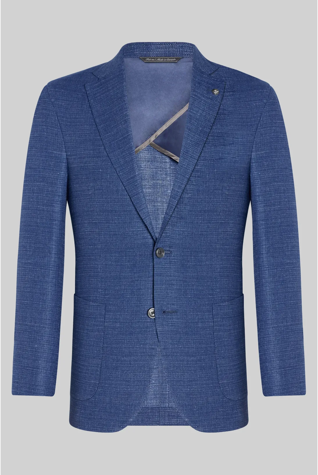 Jack Victor Hampton Solid Wool, Linen, Cotton and Silk Stretch Blazer in Medium Blue