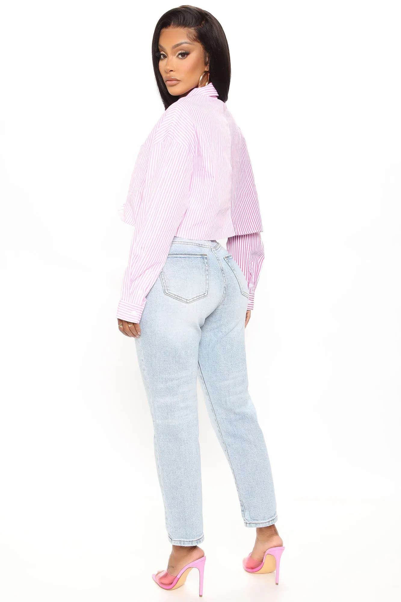 Justina Cropped Shirt - Pink/Pink