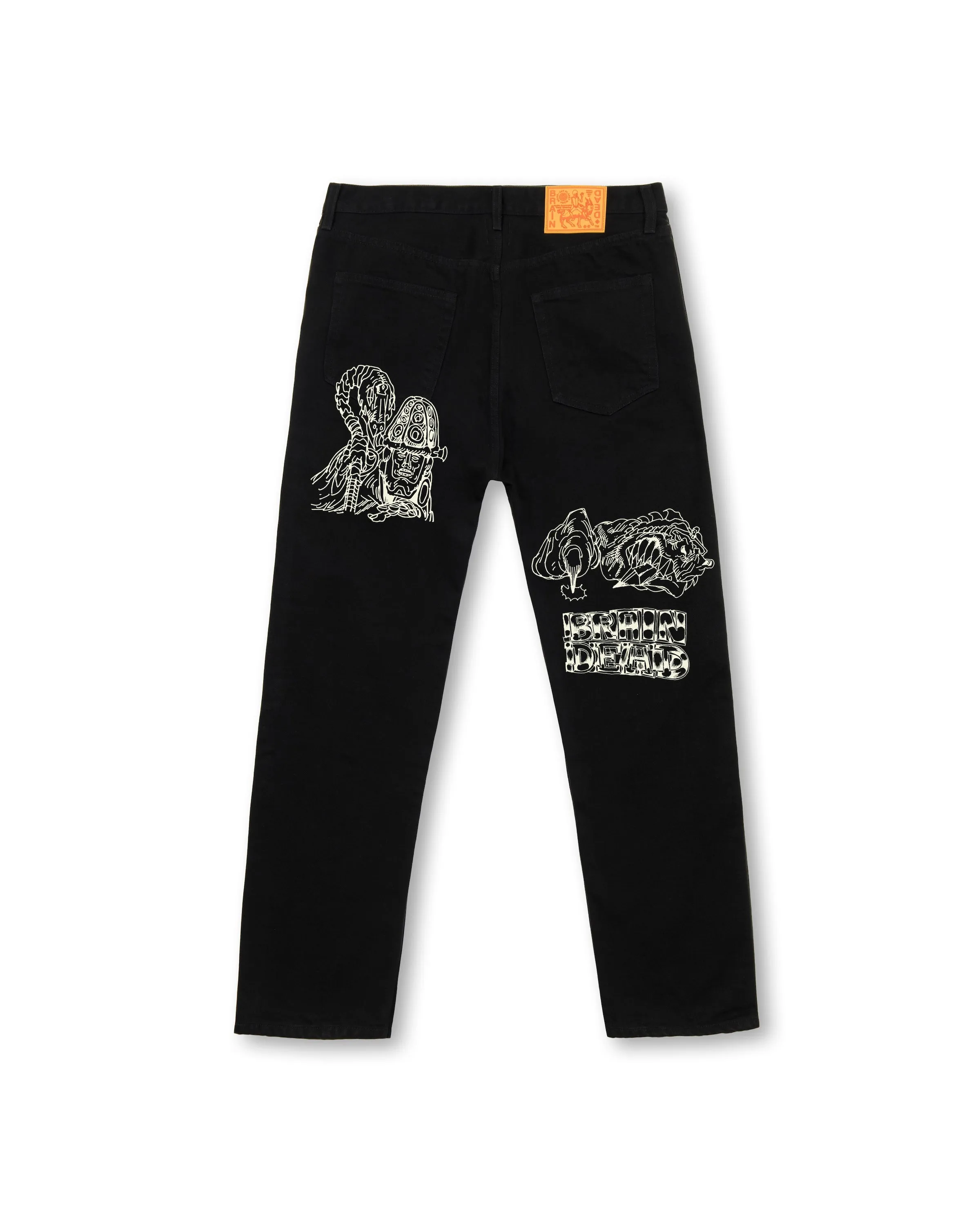 Kogan Printed Work Wear Straight Leg Denim - Rinsed Black