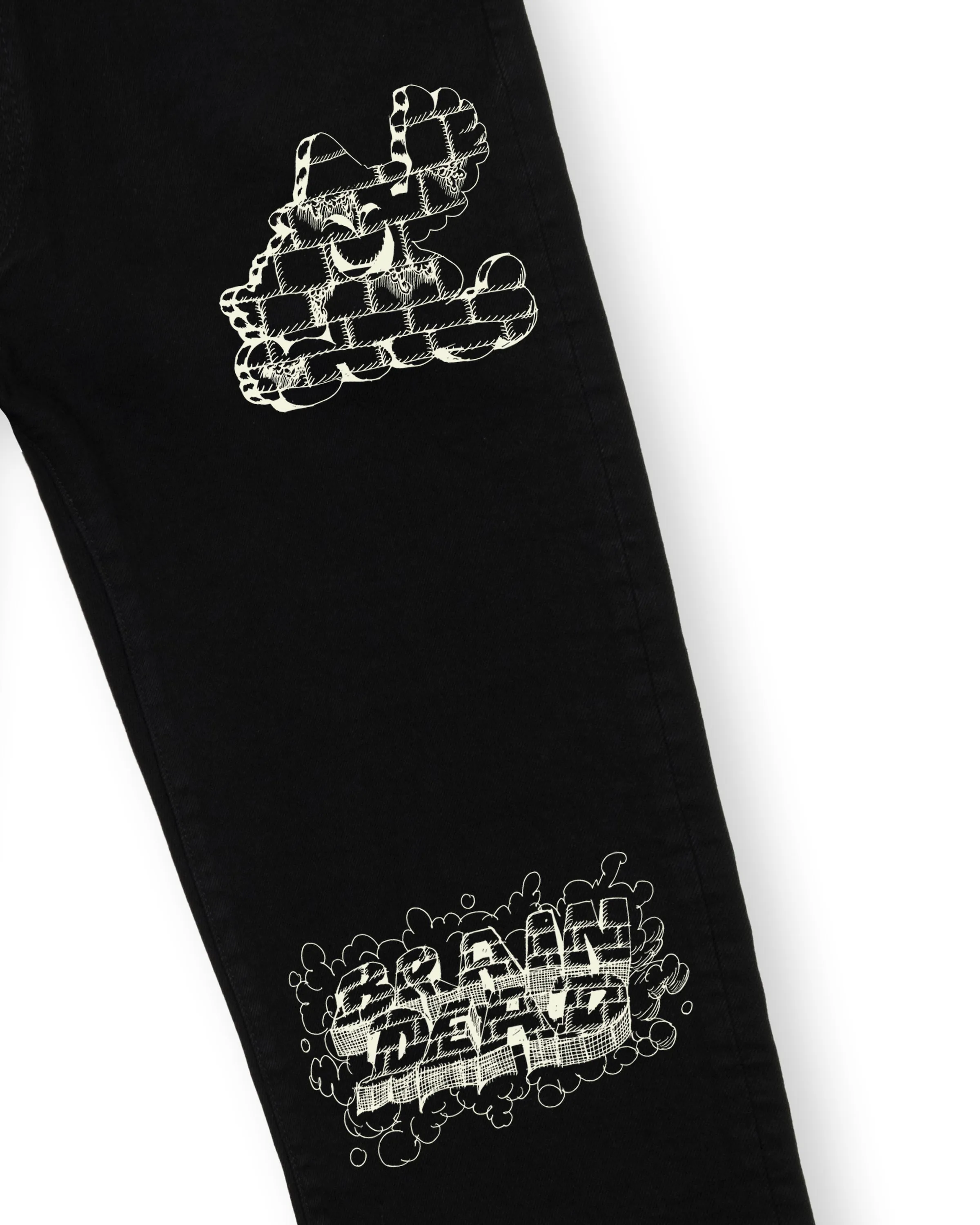 Kogan Printed Work Wear Straight Leg Denim - Rinsed Black