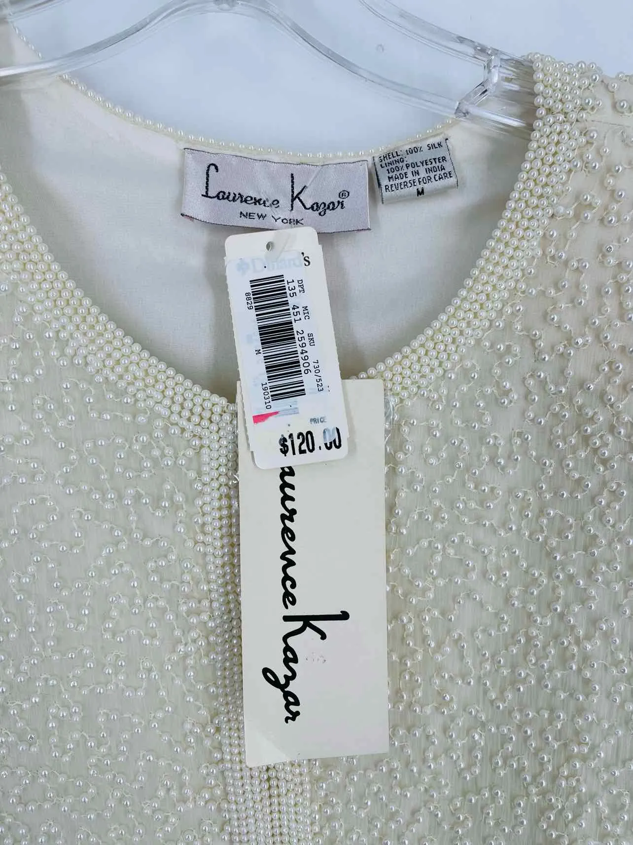 Lawrence Kazar Size M Cream Beaded NEW Vintage Blazer