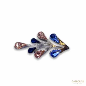 Leaf-shaped Brooch with Metal Base and Swarovski Stones A434 - Gafforelli Srl
