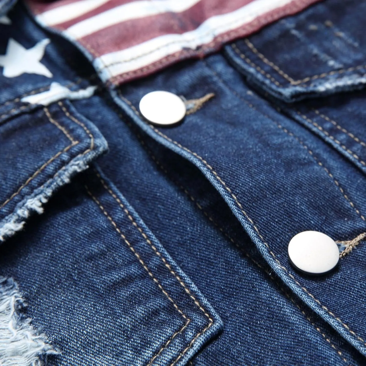 LZLER Denim Jacket Men American Flag Trucker Jackets Classic Slim Fit Jean Jacket for Men