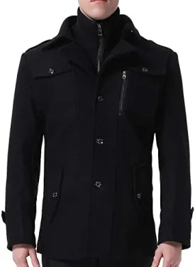 Mens Wool Coats Winter Tweed Trench Coat Casual Peacoats Regular Fit Outerwear Jacket   133328