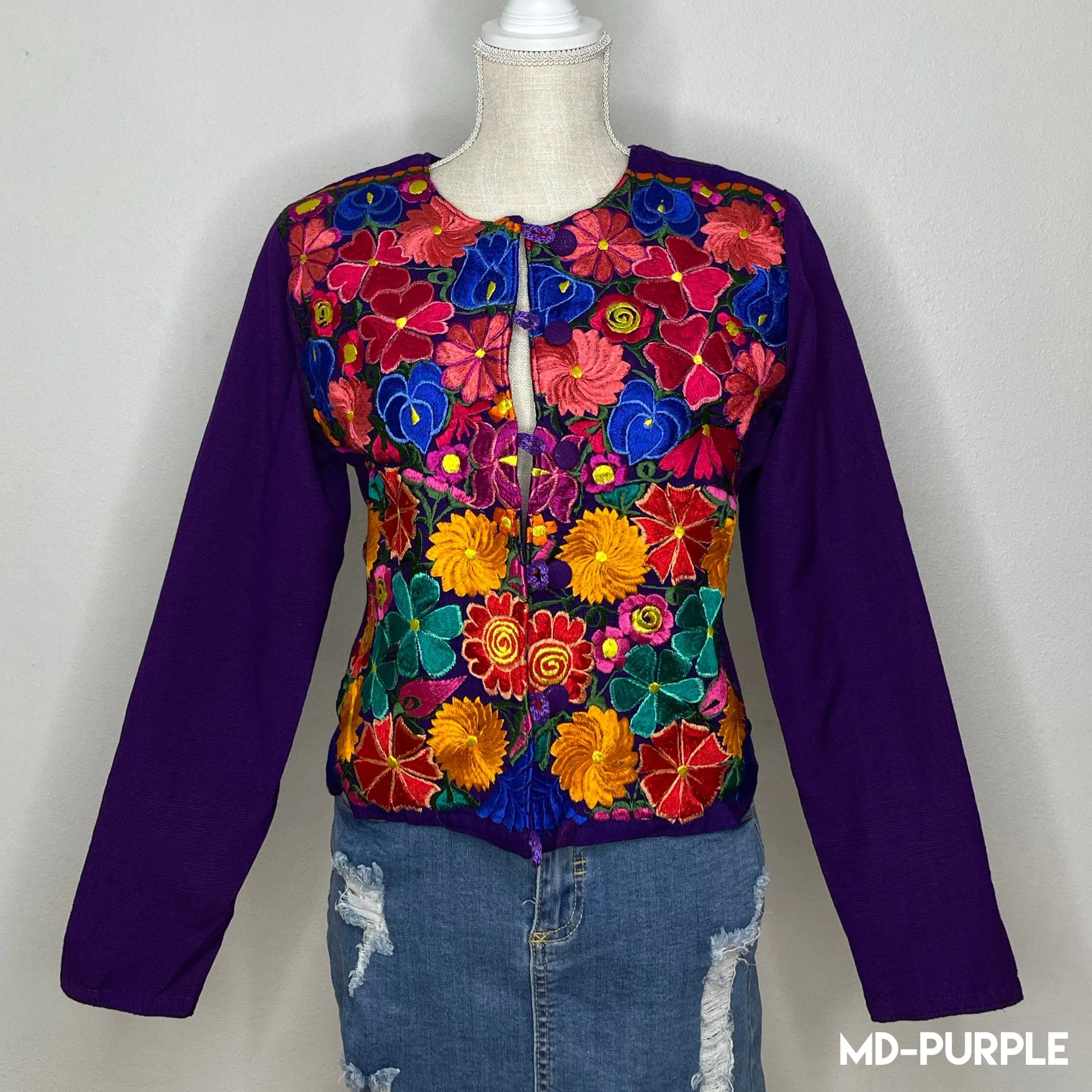 Mexican Embroidered Bolero Jacket - Zinnia