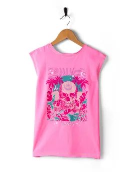 Mystic Skulls - Recycled Kids Longline Vest - Pink