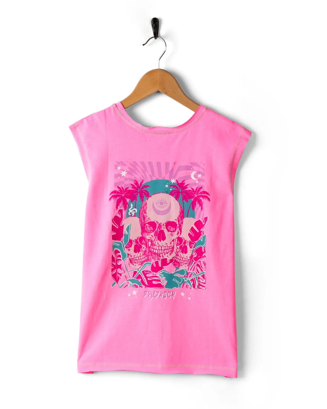 Mystic Skulls - Recycled Kids Longline Vest - Pink
