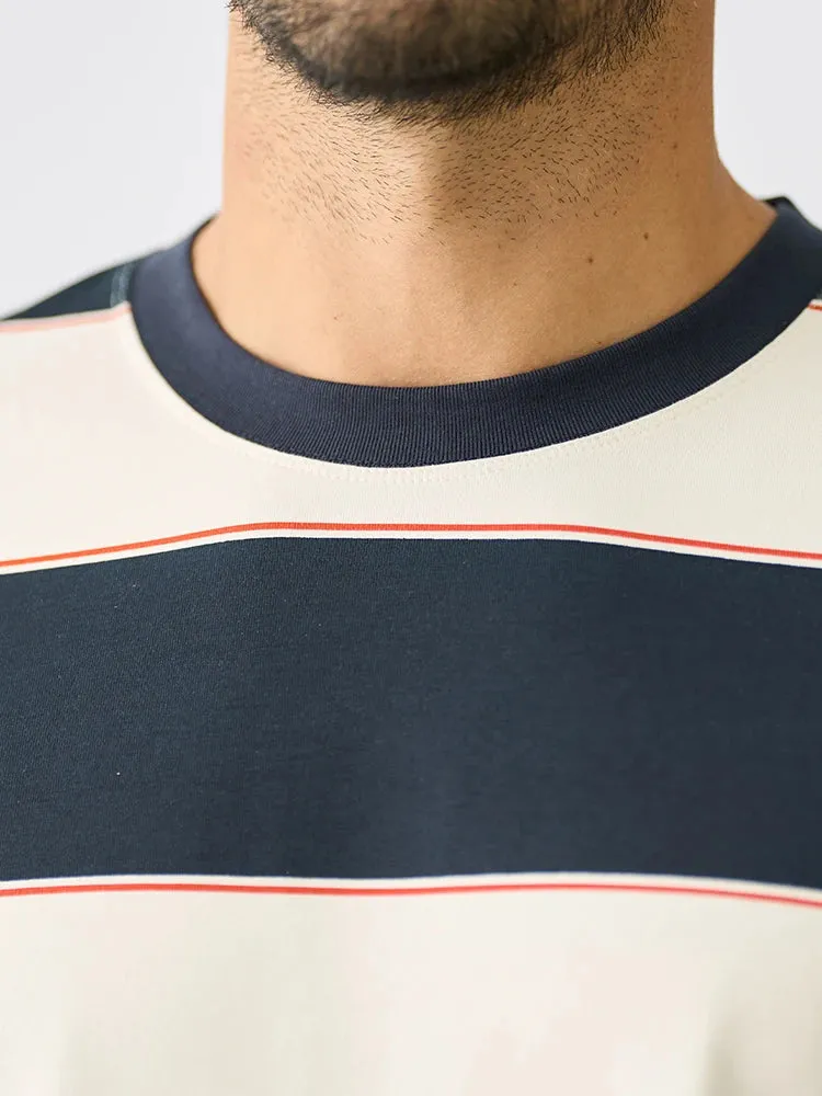 Oversize Sorona Cooling Tech Fabric T-shirts with Striped Tops