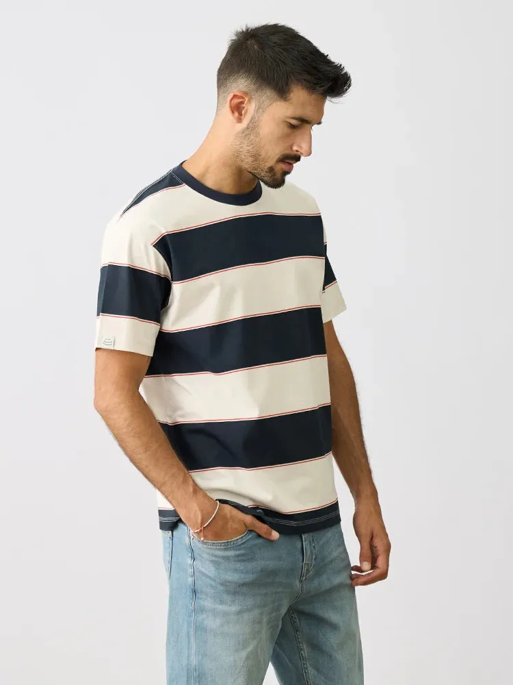 Oversize Sorona Cooling Tech Fabric T-shirts with Striped Tops