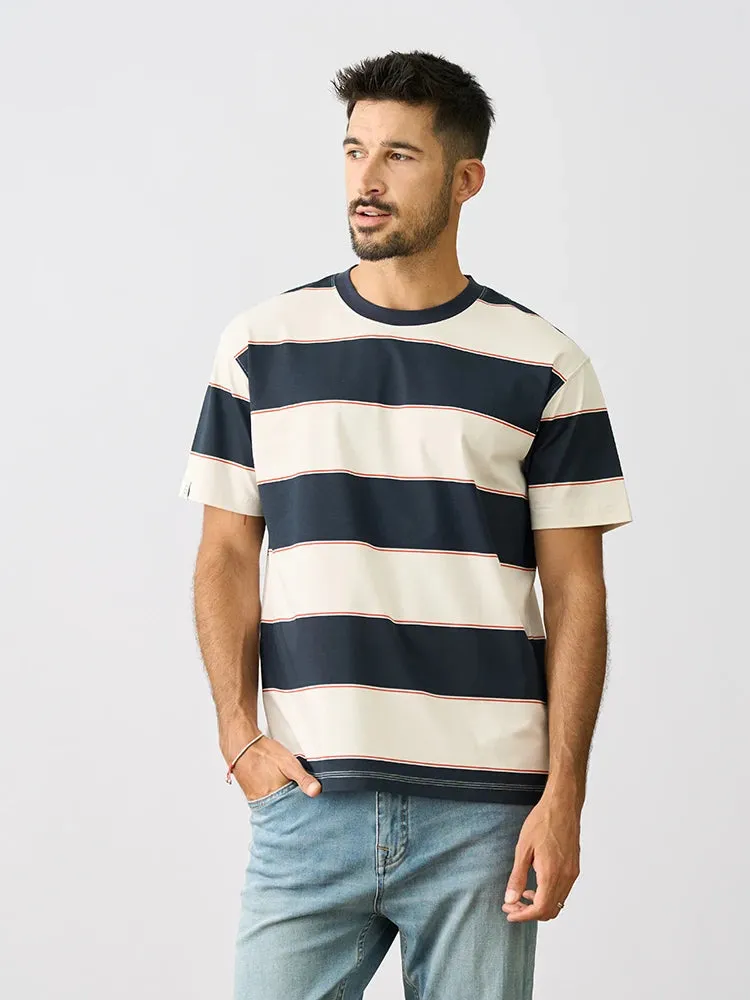 Oversize Sorona Cooling Tech Fabric T-shirts with Striped Tops