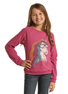 Panhandle Slim® Girl's Glam Pony Long Sleeve Graphic T-Shirt
