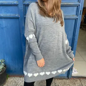 *PRE-ORDER* Heart Trim Jumper Tunic | Grey