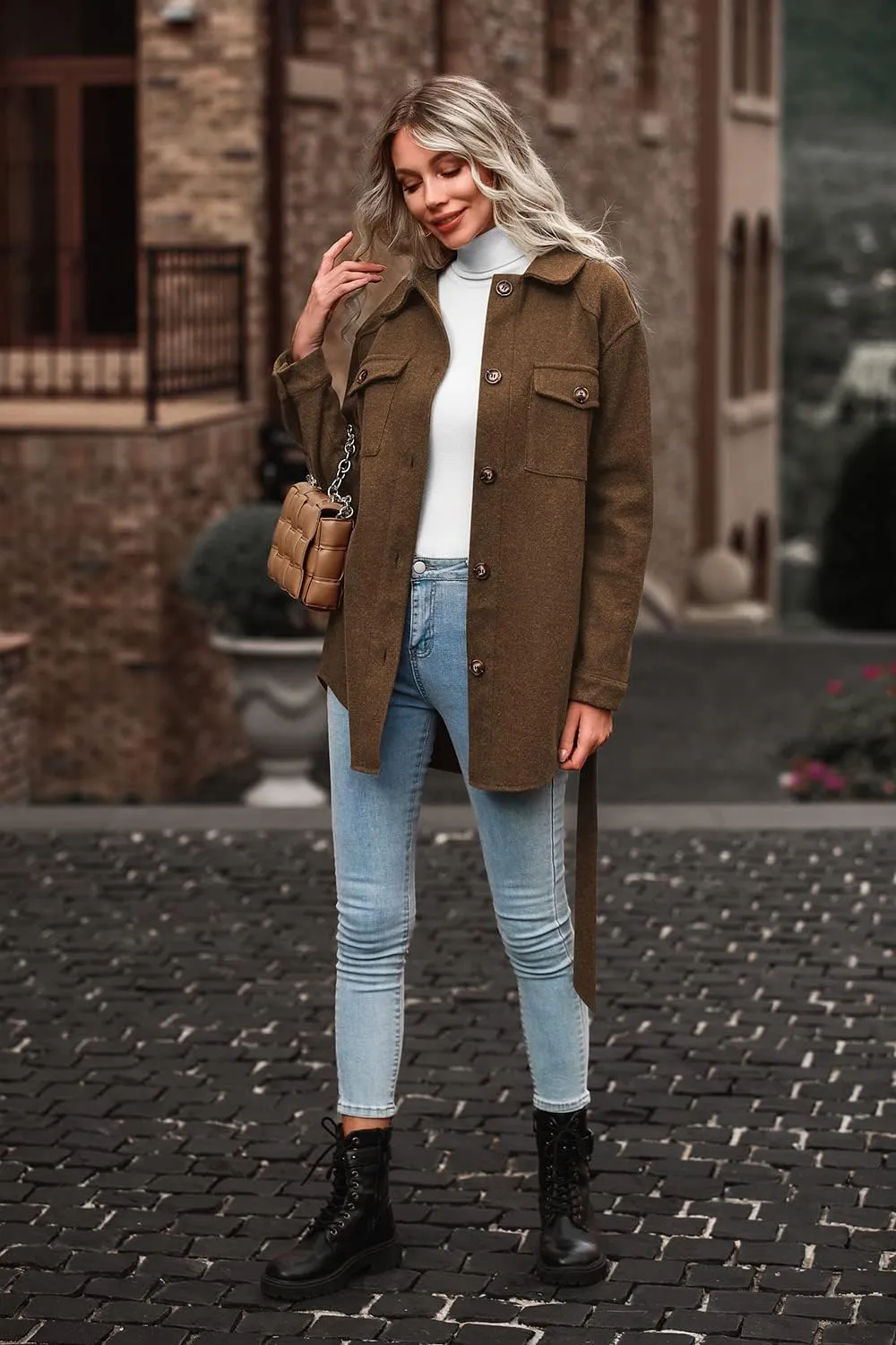 PRETTYGARDEN Women's Fall Fashion Winter Trench Coats Lapel Button Down Peacoat Belted Outerwear Casual Jackets