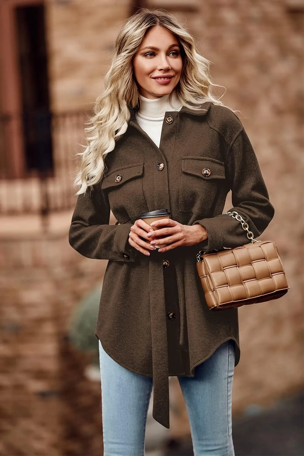 PRETTYGARDEN Women's Fall Fashion Winter Trench Coats Lapel Button Down Peacoat Belted Outerwear Casual Jackets