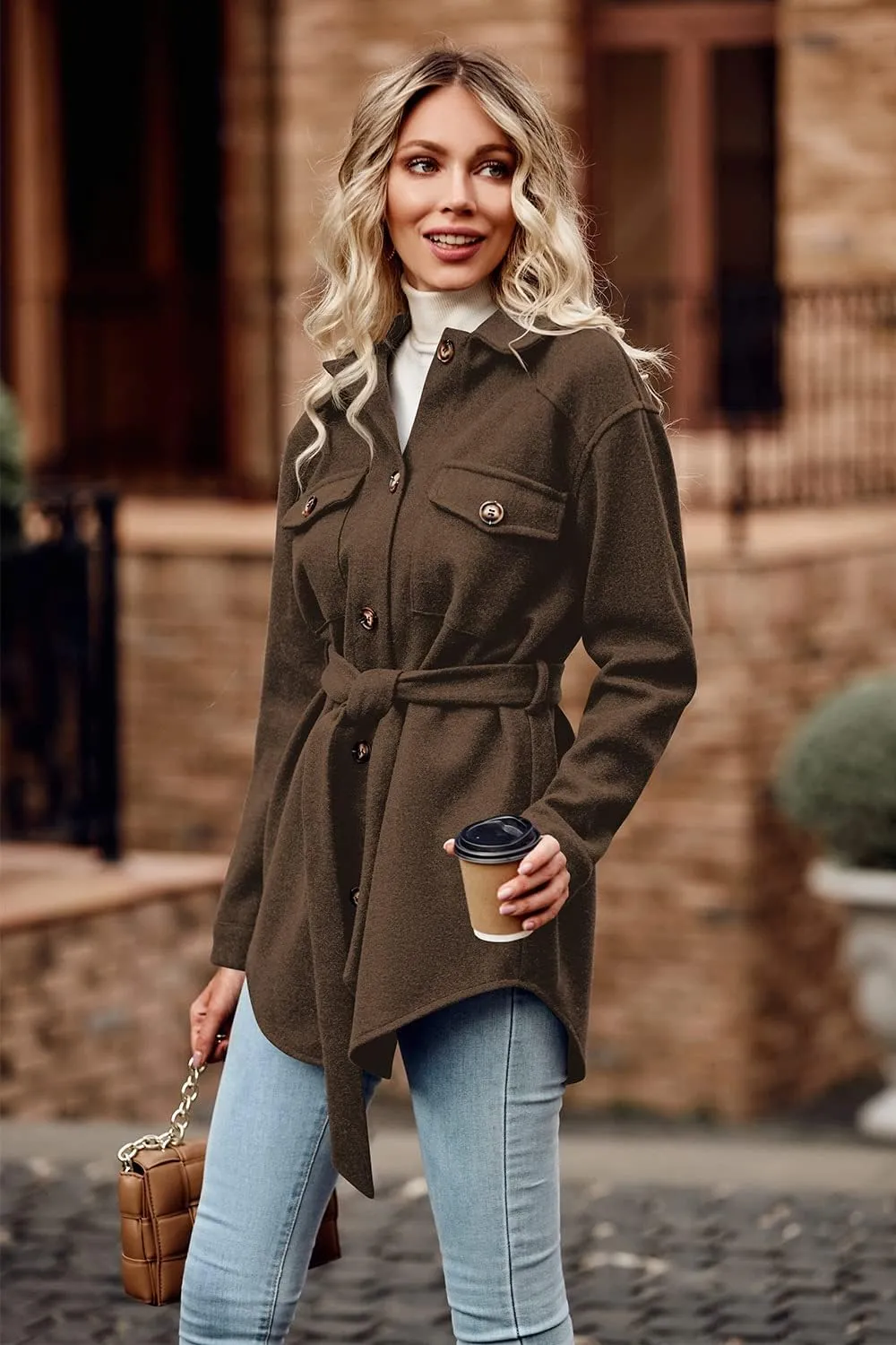 PRETTYGARDEN Women's Fall Fashion Winter Trench Coats Lapel Button Down Peacoat Belted Outerwear Casual Jackets