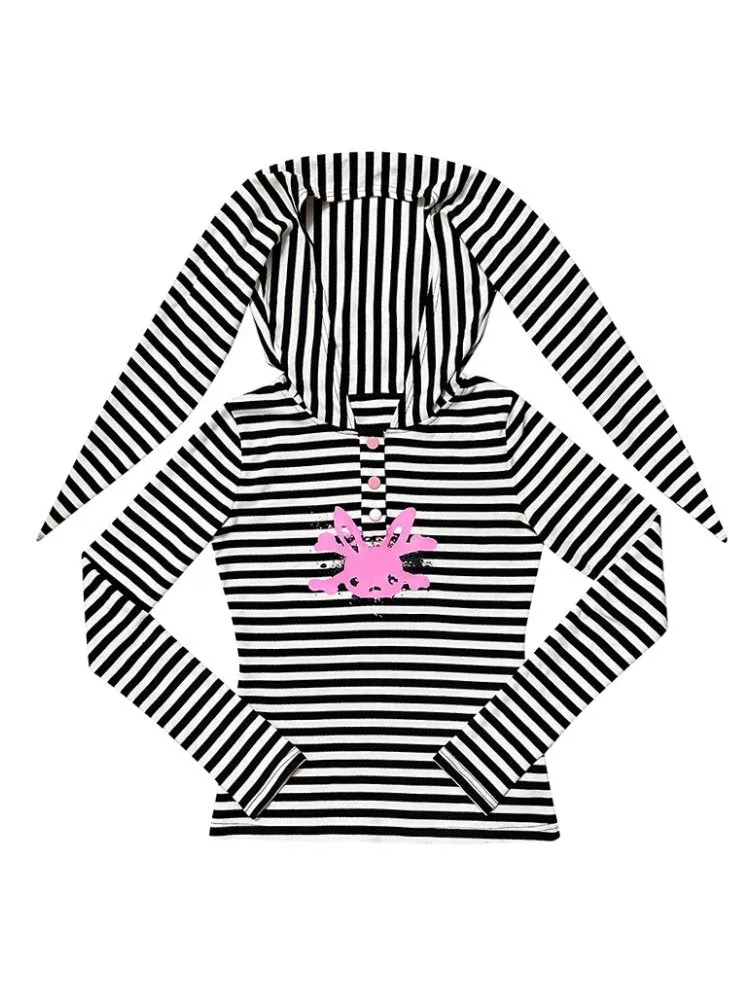 rabbit ears striped top【s0000000028】