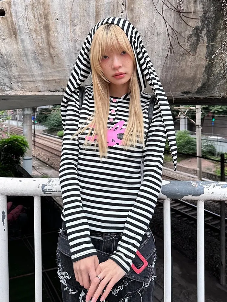 rabbit ears striped top【s0000000028】