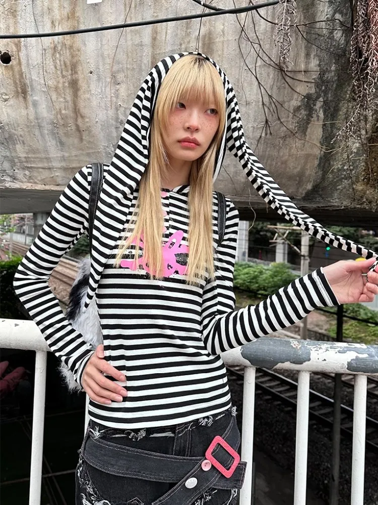 rabbit ears striped top【s0000000028】