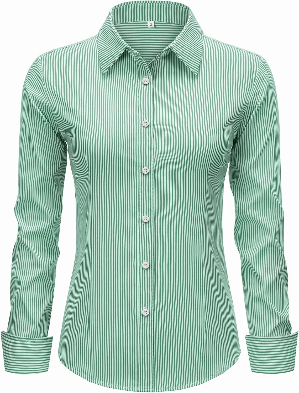 siliteelon Striped Button Down Shirts for Women Dress Shirts Long Sleeve Collared Casual Office Work Blouses Tops