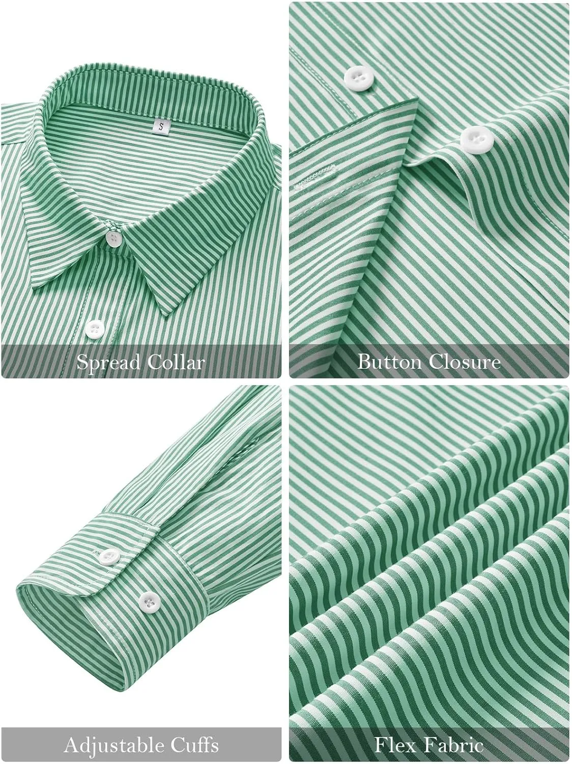 siliteelon Striped Button Down Shirts for Women Dress Shirts Long Sleeve Collared Casual Office Work Blouses Tops