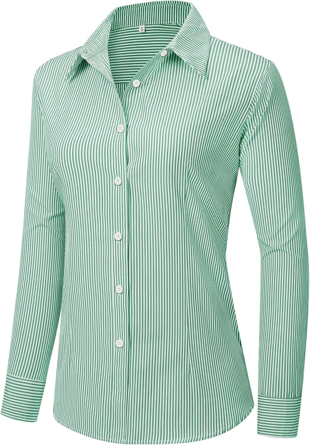 siliteelon Striped Button Down Shirts for Women Dress Shirts Long Sleeve Collared Casual Office Work Blouses Tops