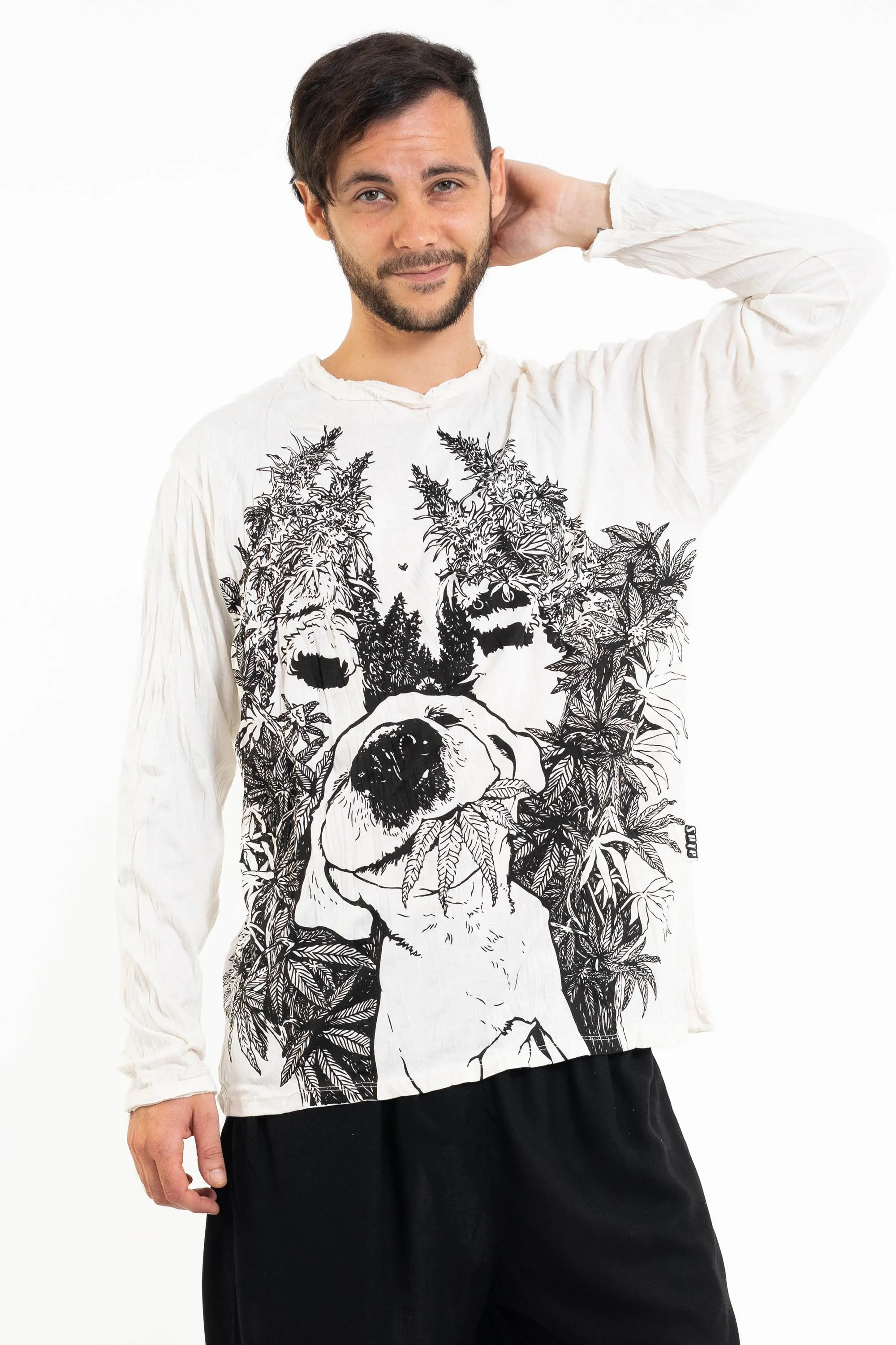 Sure Design Unisex Happy Dog Long Sleeve T-Shirt White