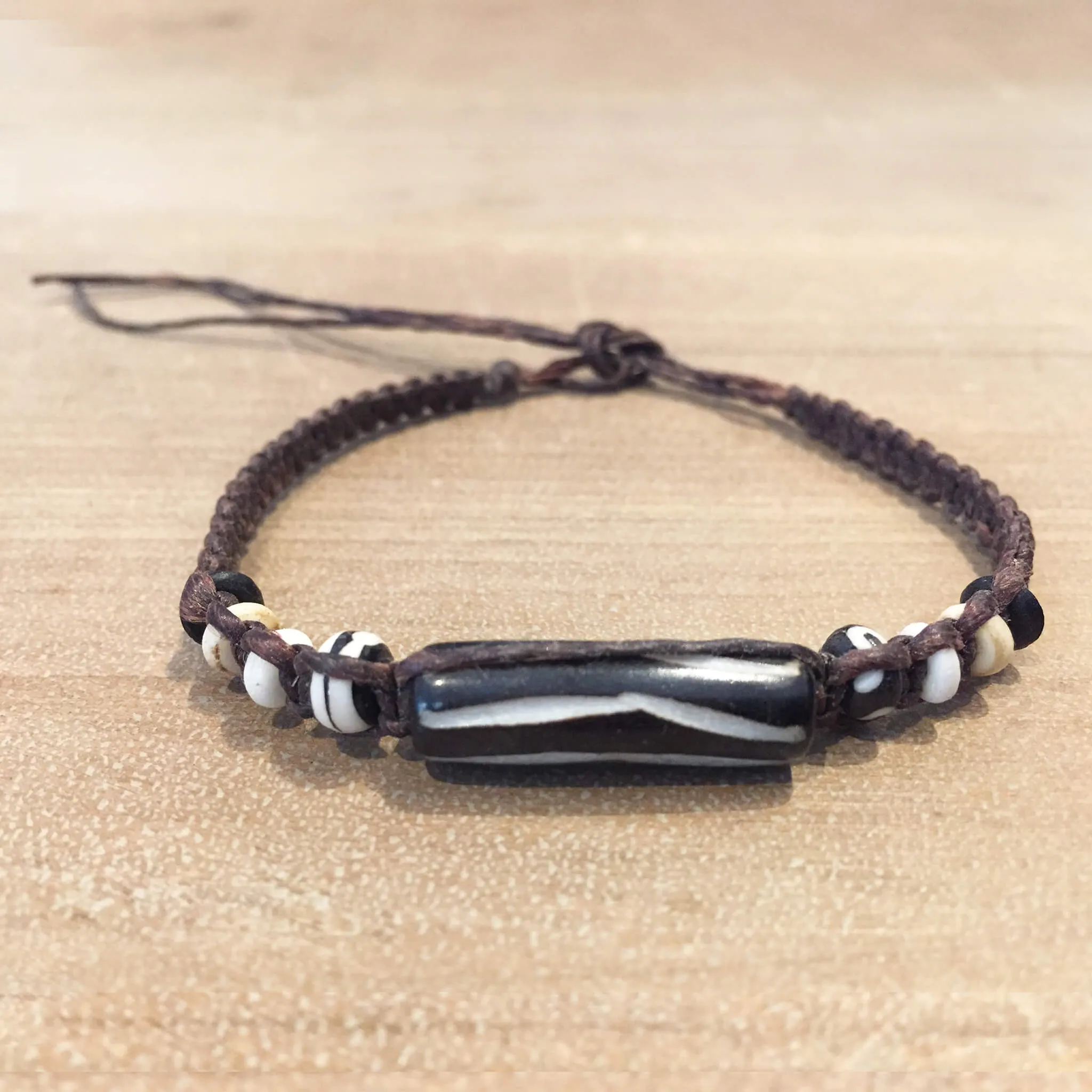 Tribal Batik Bone Wax Cord Bracelet