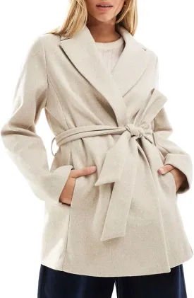 utcoco Women Fashion Belted Wool Trench Coat Notched Lapel Pea Coats Winter Warm Jackets with Pockets