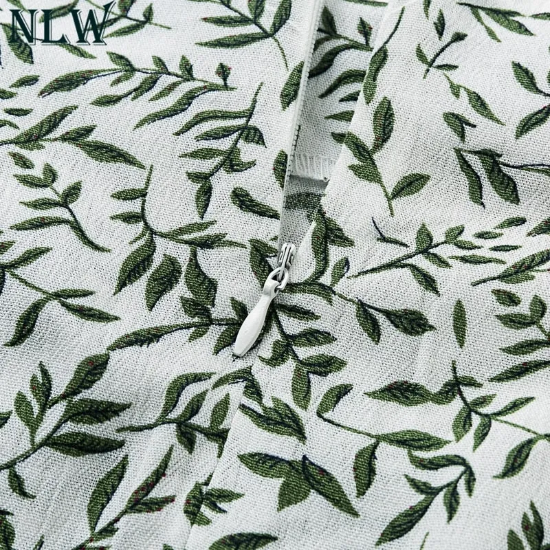 VenusFox Ruffle Vintage White Print Short Summer Skirt