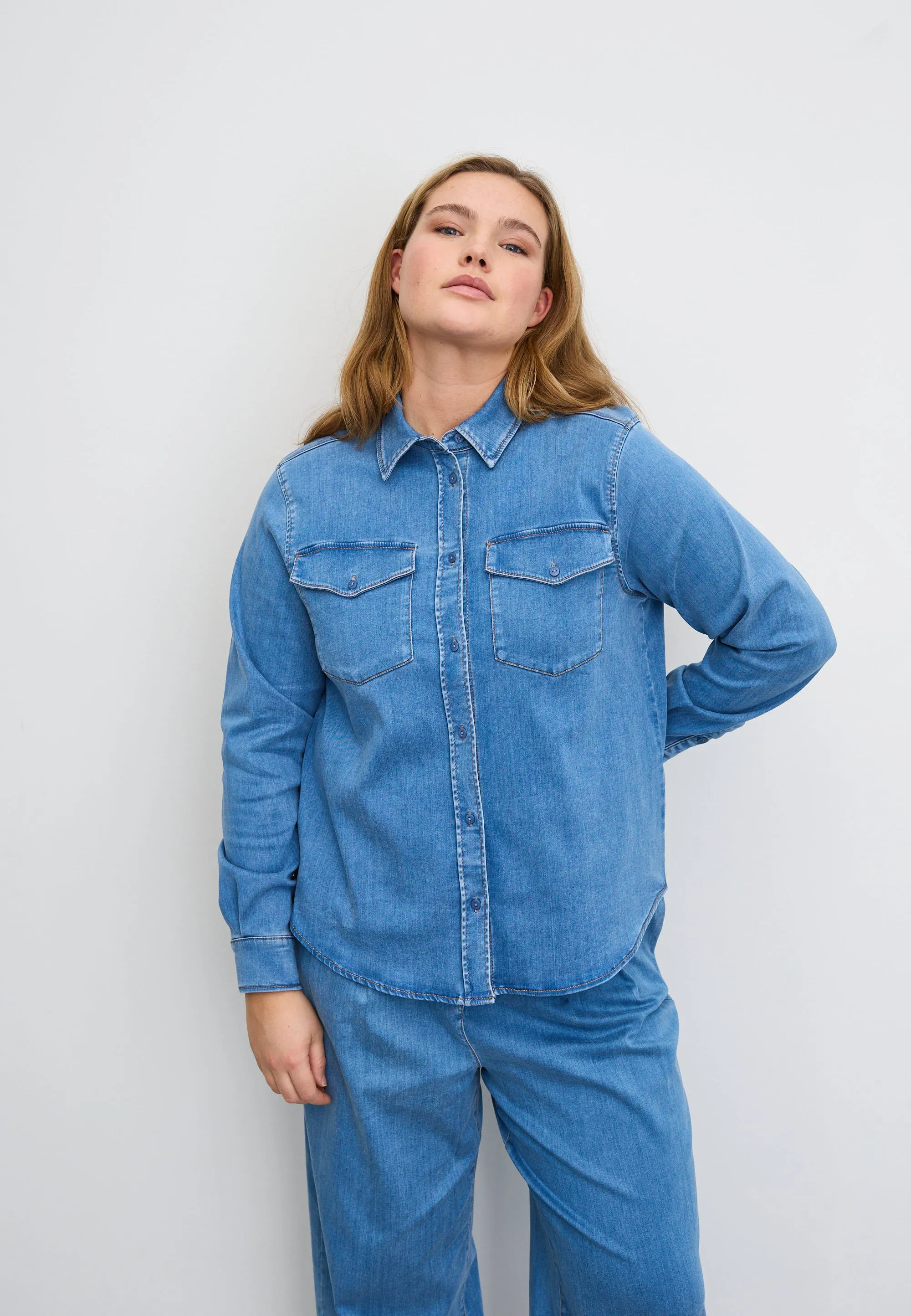 Vitta Denim Shirt LS - Washed Blue Denim