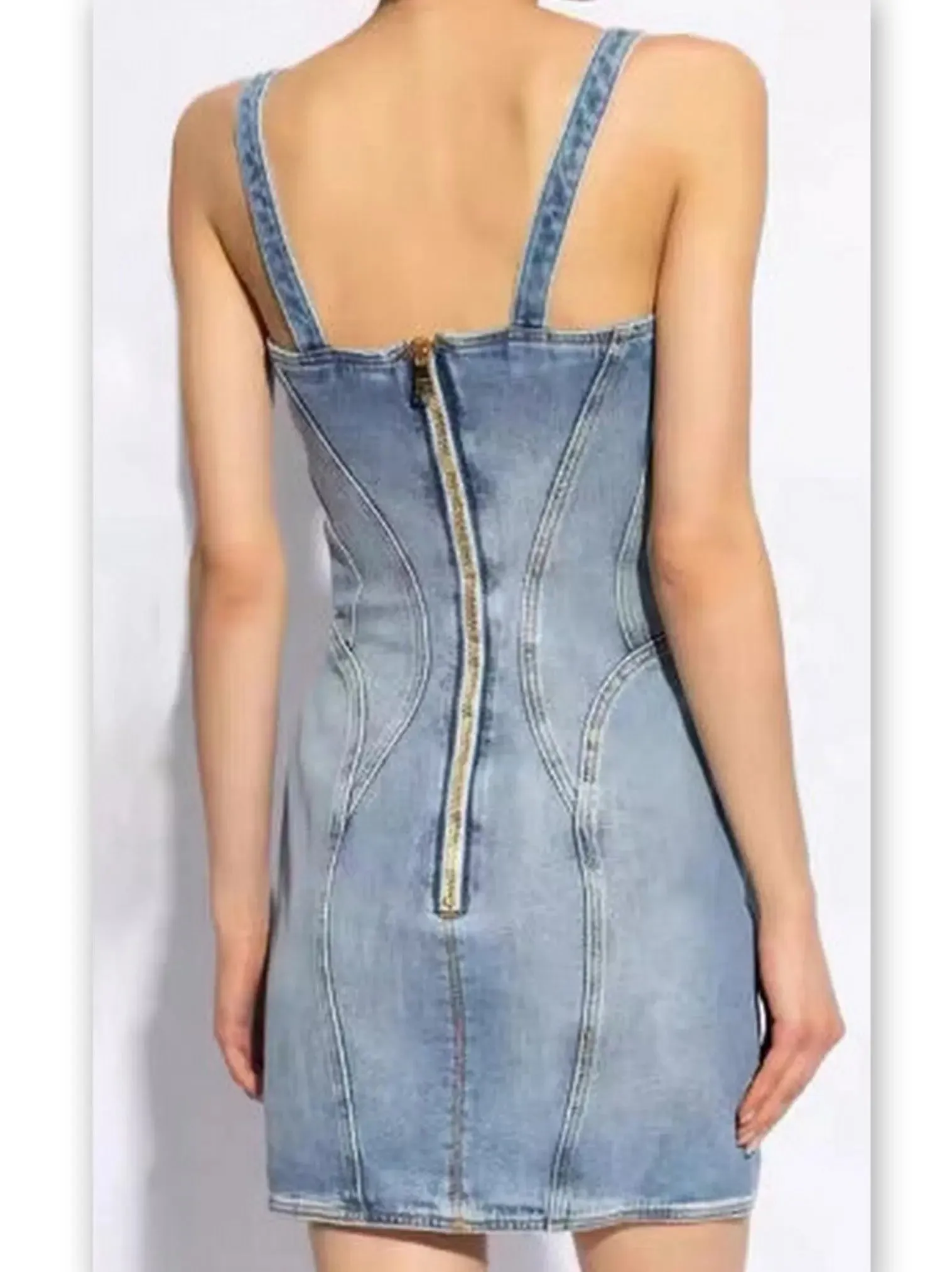 Women’s Button-Embellished Denim Mini Dress