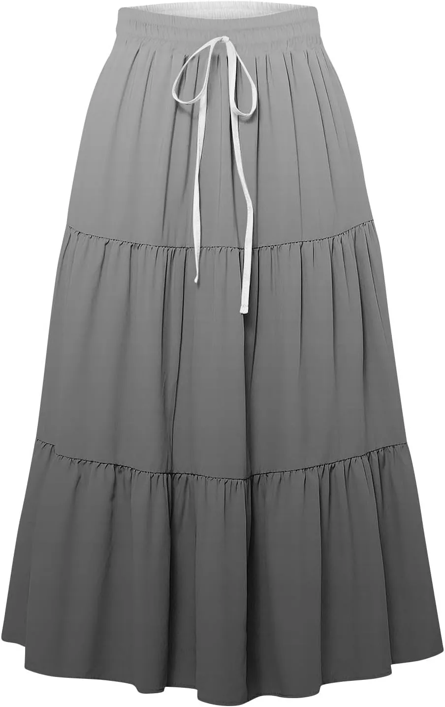 Womens Gradient Color Boho Maxi Skirt Elastic High Waist A-Line Pleated Flowy Long Skirts Beach Vacation Outfits